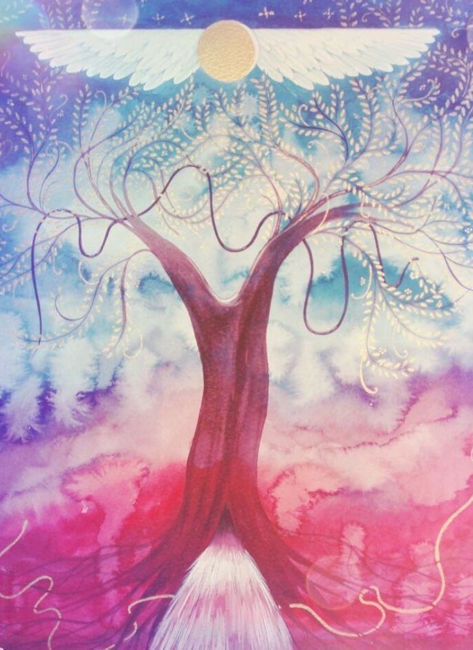 Bild des weltweiten Womb Blessing: Baum mit Taube und Mond